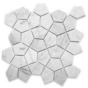 Carrara White Marble Pentagon Mosaic Tile Honed