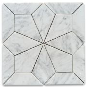 Carrara White Marble Starburst Geometric Mosaic Tile Honed