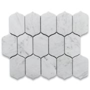 Carrara White Marble 2x4 Arabesque Baroque Lantern Mosaic Tile Honed