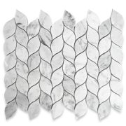 Carrara White Marble Mini Leaf Shape Mosaic Tile Polished