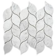 Carrara White Marble Leaf Shape Medi Mosaic Tile Honed