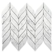 Carrara White Marble Feather Leaf Grand Mosaic Tile Honed