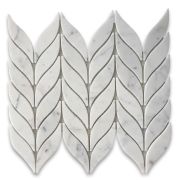 Carrara White Marble Feather Leaf Grand Mosaic Tile Polished