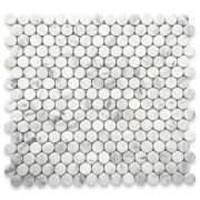 Carrara White 3/4 inch Penny Round Mosaic Tile Honed