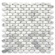 Carrara White 1 1/4 x 5/8 Ellipse Oval Mosaic Tile Honed