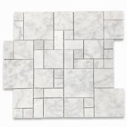 Carrara White Mini Versailles Pattern Mosaic Tile Honed