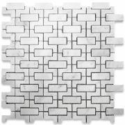 Carrara White Fretwork Interlock Mosaic Tile Honed