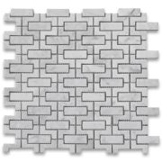 Carrara White Fretwork Interlock Mosaic Tile Polished