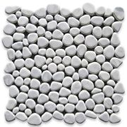 Carrara White River Rocks Pebble Stone Mosaic Tile Tumbled