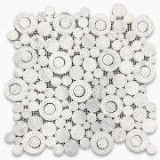 Carrara White Circle Bubble Mosaic Tile Honed