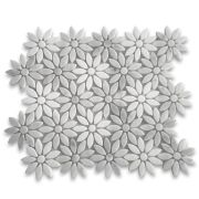 Carrara White Marble Mix Thassos Marble Daisy Flower Mosaic Tile Honed
