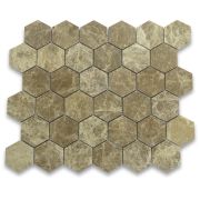 Emperador Light 2 inch Hexagon Mosaic Tile Polished