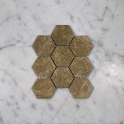 (Sample) Emperador Light Marble 2 inch Hexagon Mosaic Tile Polished