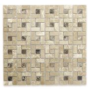 Emperador Light Target Pinwheel Mosaic Tile w/ Emperador Dark Dots Polished