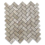 Emperador Light Marble 1x2 Herringbone Mosaic Tile Polished