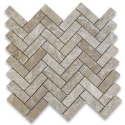 Emperador Light Marble 1x3 Herringbone Mosaic Tile Polished