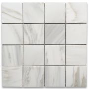 Calacatta Gold Marble 3x3 Square Mosaic Tile Polished