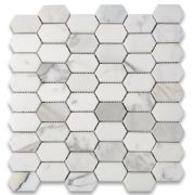 Calacatta Gold Marble 1x2 Hive Picket Constellation Long Hexagon Mosaic Tile Polished