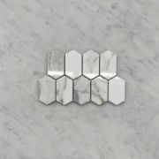 Calacatta Gold Marble 1x2 Hive Picket Constellation Long Hexagon Mosaic Tile Polished