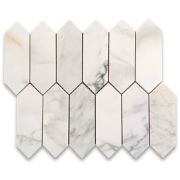 Calacatta Gold Marble 2x6 Picket Fence Elongated Hexagon Mosaic Tile Honed