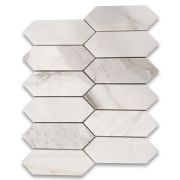 Calacatta Gold Marble 2x6 Picket Fence Elongated Hexagon Mosaic Tile Polished