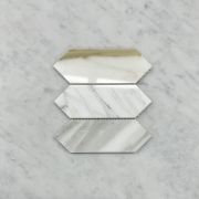 Calacatta Gold Marble 2x6 Picket Fence Elongated Hexagon Mosaic Tile Polished