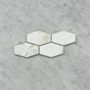 Calacatta Gold Marble 1-1/4x3 Elongated Hexagon Mosaic Tile Honed
