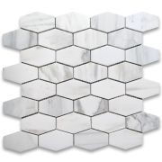 Calacatta Gold Marble 1-1/4x3 Elongated Hexagon Mosaic Tile Polished