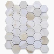 Calacatta Gold 2 inch Hexagon Mosaic Tile Honed