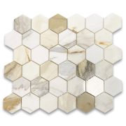 Calacatta Gold 2 inch Hexagon Mosaic Tile Polished