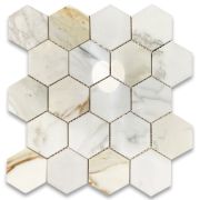 Calacatta Gold 3 inch Hexagon Mosaic Tile Polished