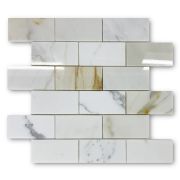 Calacatta Gold 2x4 Grand Brick Subway Mosaic Tile Polished