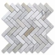 Calacatta Gold 1x3 Herringbone Mosaic Tile Honed