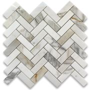 Calacatta Gold 1x3 Herringbone Mosaic Tile Polished