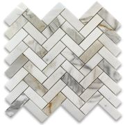 Calacatta Gold 1x3 Herringbone Mosaic Tile Polished