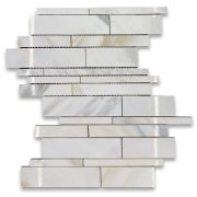 Calacatta Gold Random Strip Modern Brick Mosaic Tile Polished