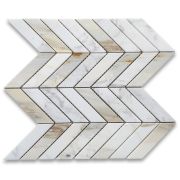 Calacatta Gold Marble 1x4 Chevron Mosaic Tile Honed