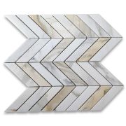 Calacatta Gold Marble 1x4 Chevron Mosaic Tile Polished