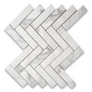 Calacatta Gold Marble 1x4 Herringbone Mosaic Tile Honed