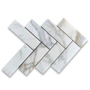 Calacatta Gold Marble 2x6 Herringbone Mosaic Tile Honed