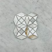 Calacatta Gold Marble Kaleidoscope Diamond Mosaic Tile w/ Thassos White Honed Polished