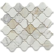 Calacatta Gold Medium Lantern Shaped Arabesque Baroque Mosaic Tile Polished