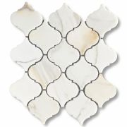 Calacatta Gold Grand Lantern Shaped Arabesque Baroque Mosaic Tile Honed