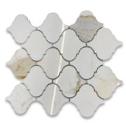 Calacatta Gold Grand Lantern Shaped Arabesque Baroque Mosaic Tile Polished