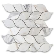 Calacatta Gold Marble Leaf Shape Medi Mosaic Tile Polished