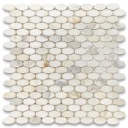 Calacatta Gold 1 1/4 x 5/8 Ellipse Oval Mosaic Tile Honed