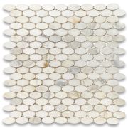 Calacatta Gold 1 1/4 x 5/8 Ellipse Oval Mosaic Tile Honed