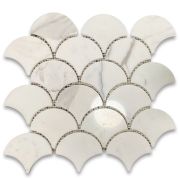 Calacatta Gold Grand Fish Scale Fan Shaped Mosaic Tile Polished
