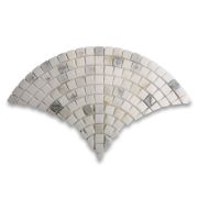 Calacatta Gold Marble Fish Scale Scallop Fan Pattern Mini Mosaic Tile Honed