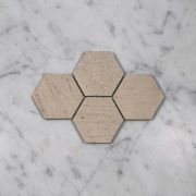 (Sample) Moleanos Beige Golden Beach Limestone 3 inch Hexagon Mosaic Tile Honed